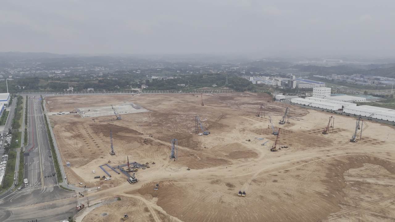 航拍建筑工地全景