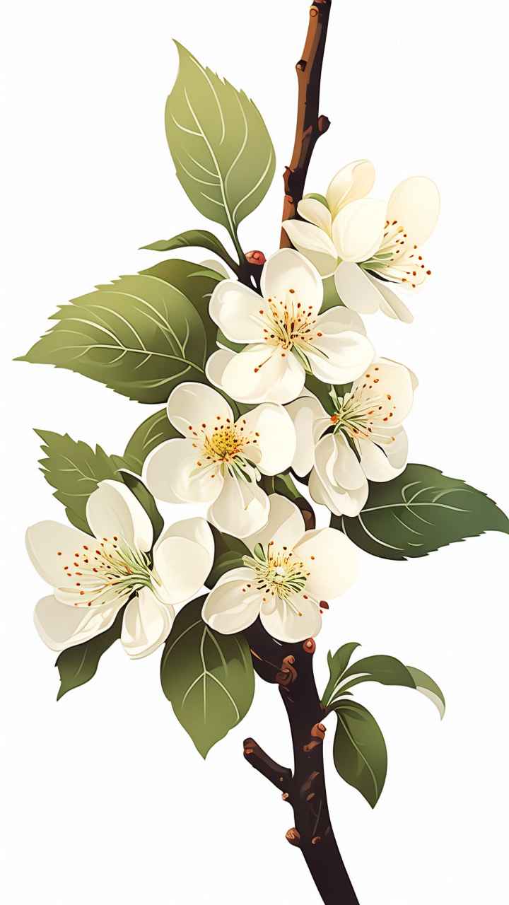 春季梨花扁平插画 8