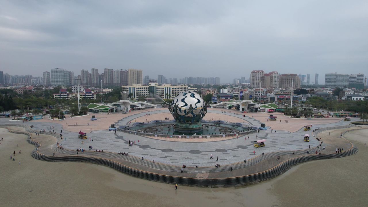 大海海洋沙滩广西北海银滩航拍 