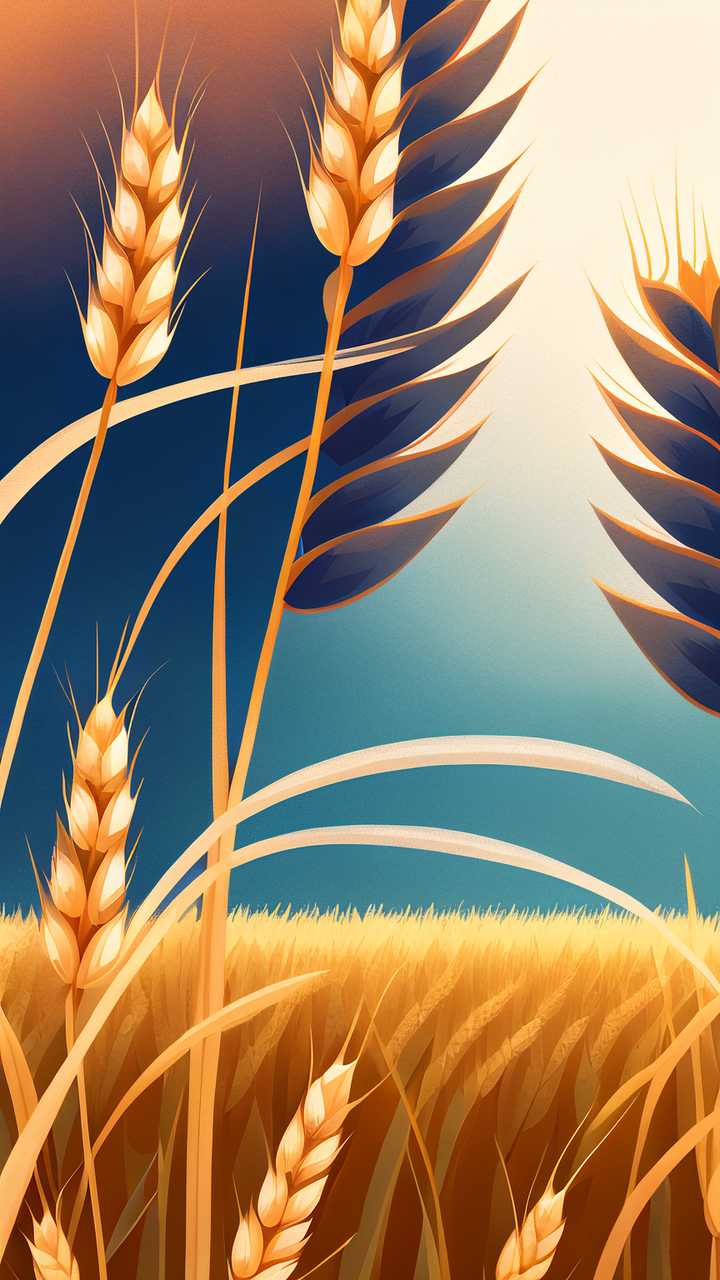 唯美小清新麦穗白露风景原创插画海报背景