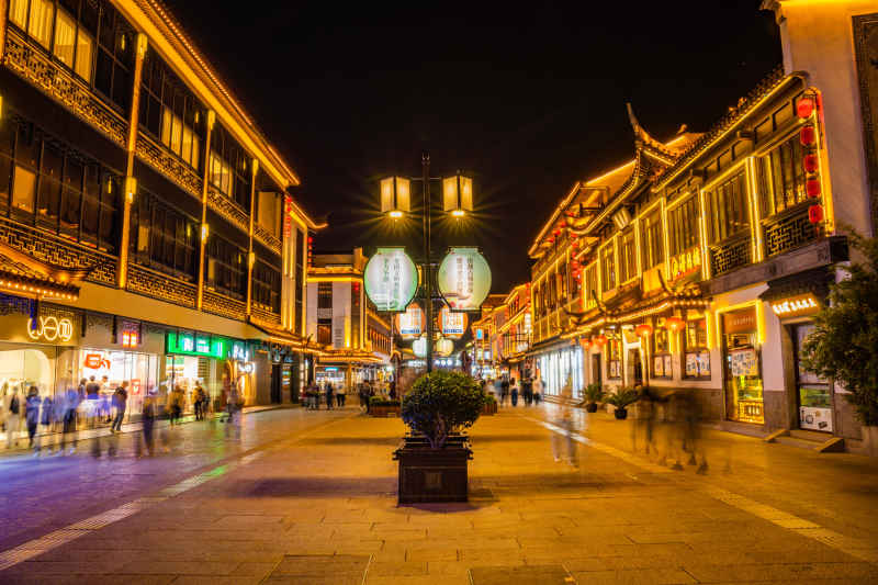 江苏 苏州 观前街 美食街 夜景