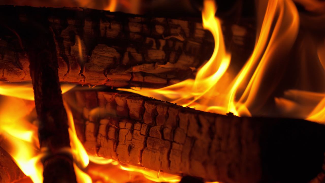 燃烧的木炭柴火篝火 45