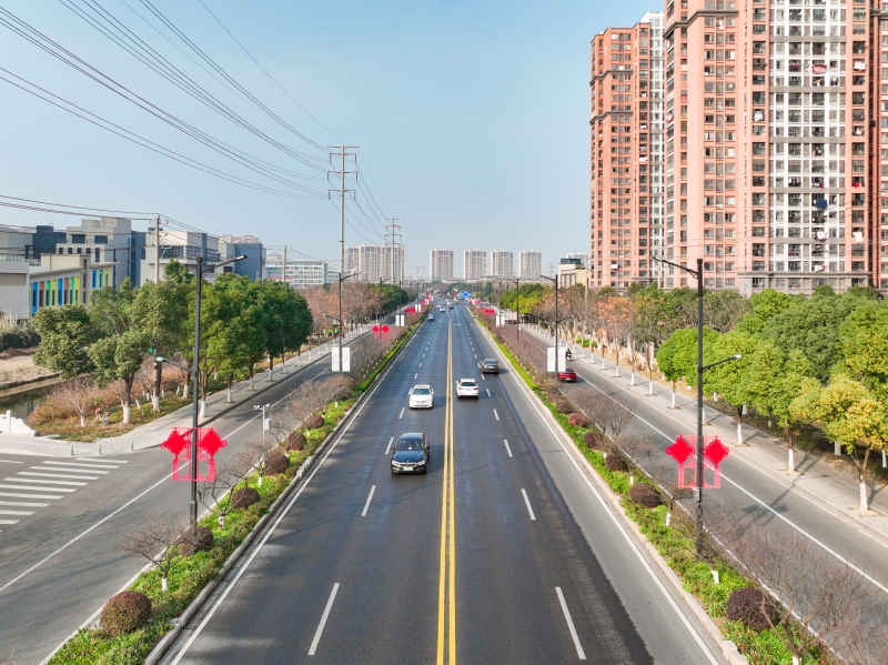 航拍昆山城镇道路风光新春氛围 10