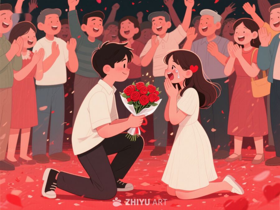 男子单膝跪地求婚，女子惊喜接受 479