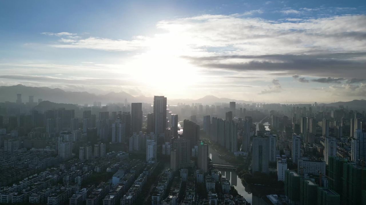 航拍浙江温州城市风光温州建设