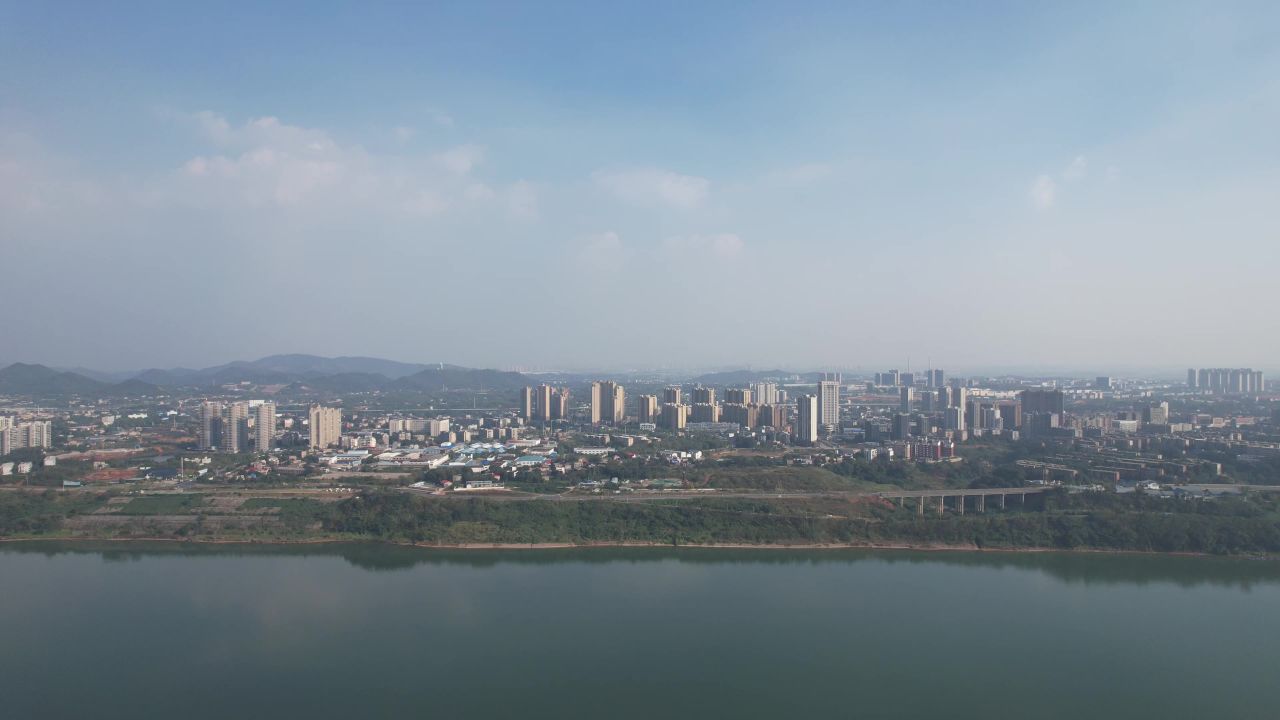 湖南湘潭城市风光地标建筑航拍 