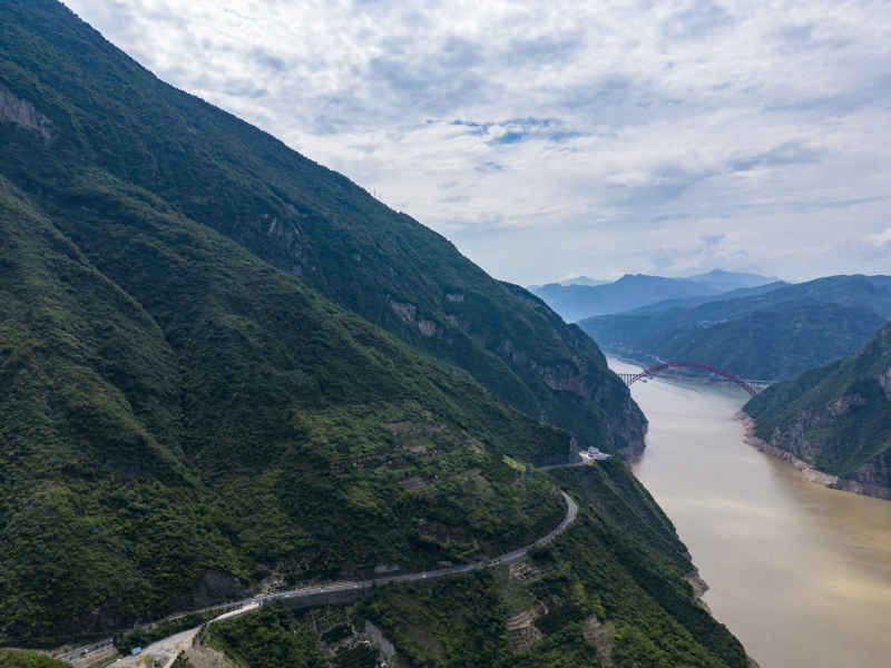 湖北长江三峡风光航拍图 