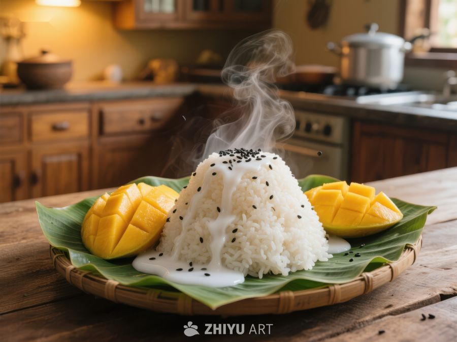 芒果糯米饭，热气腾腾的美味 378