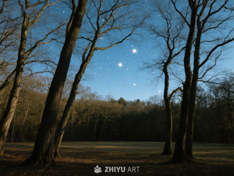 夜空下的森林景象 362