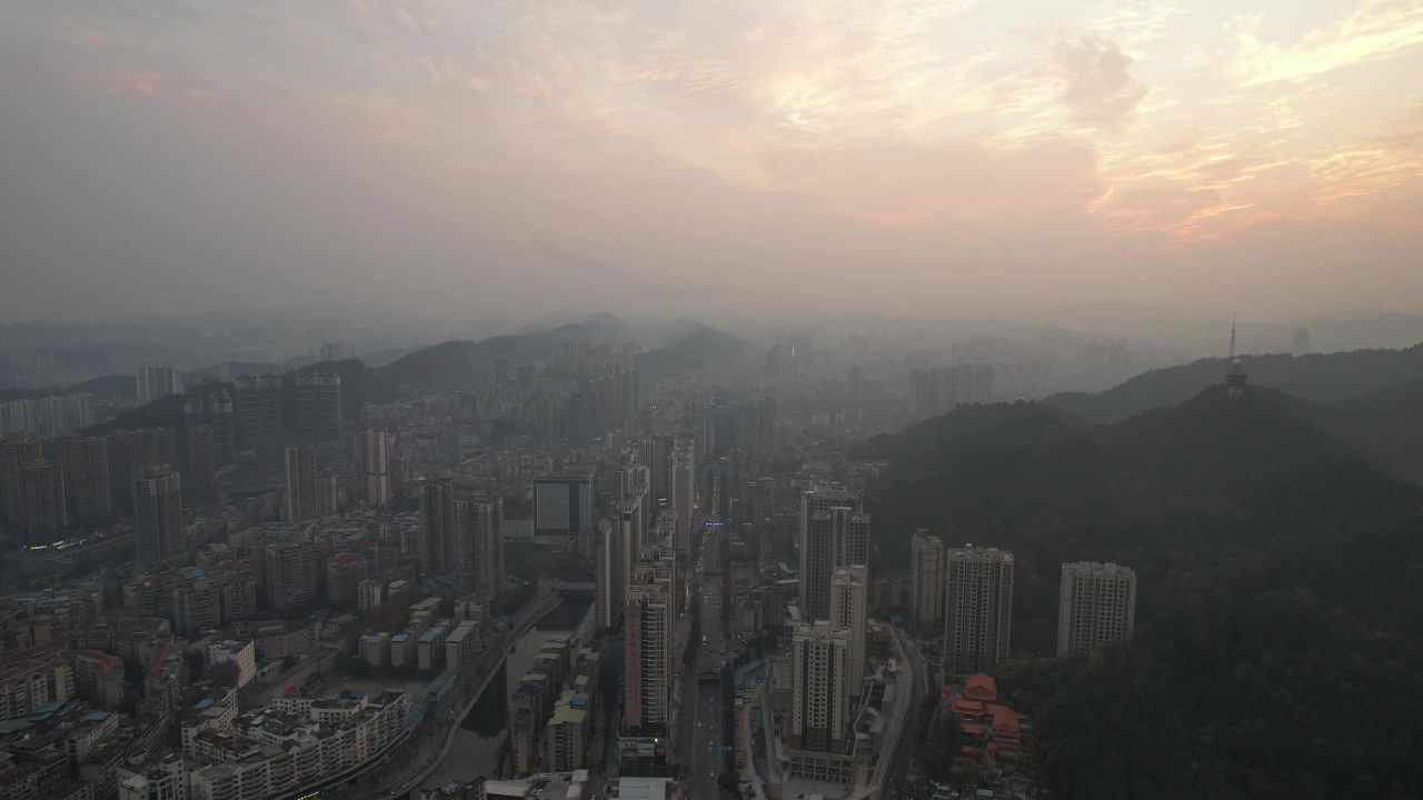 贵州遵义城市风光汇川区航拍