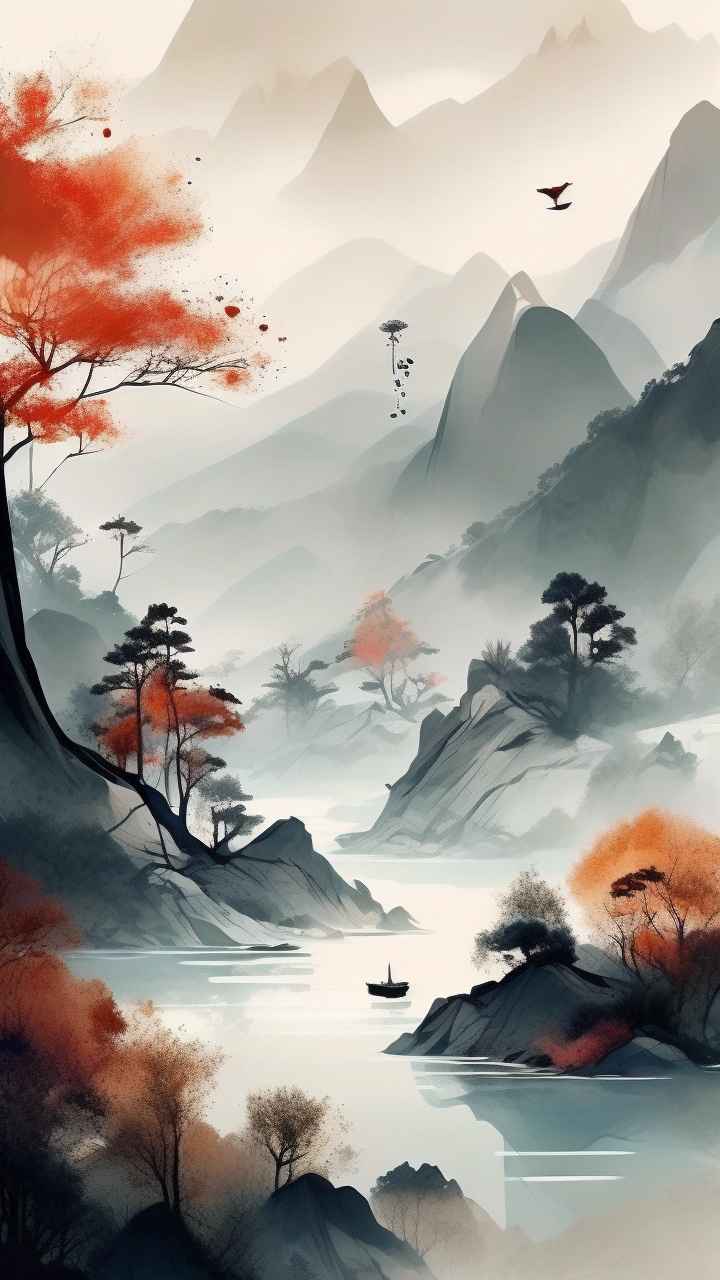 国风山水画背景插画 56