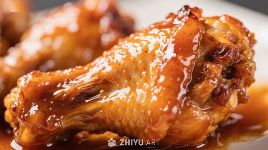 美味酱汁鸡翅特写
