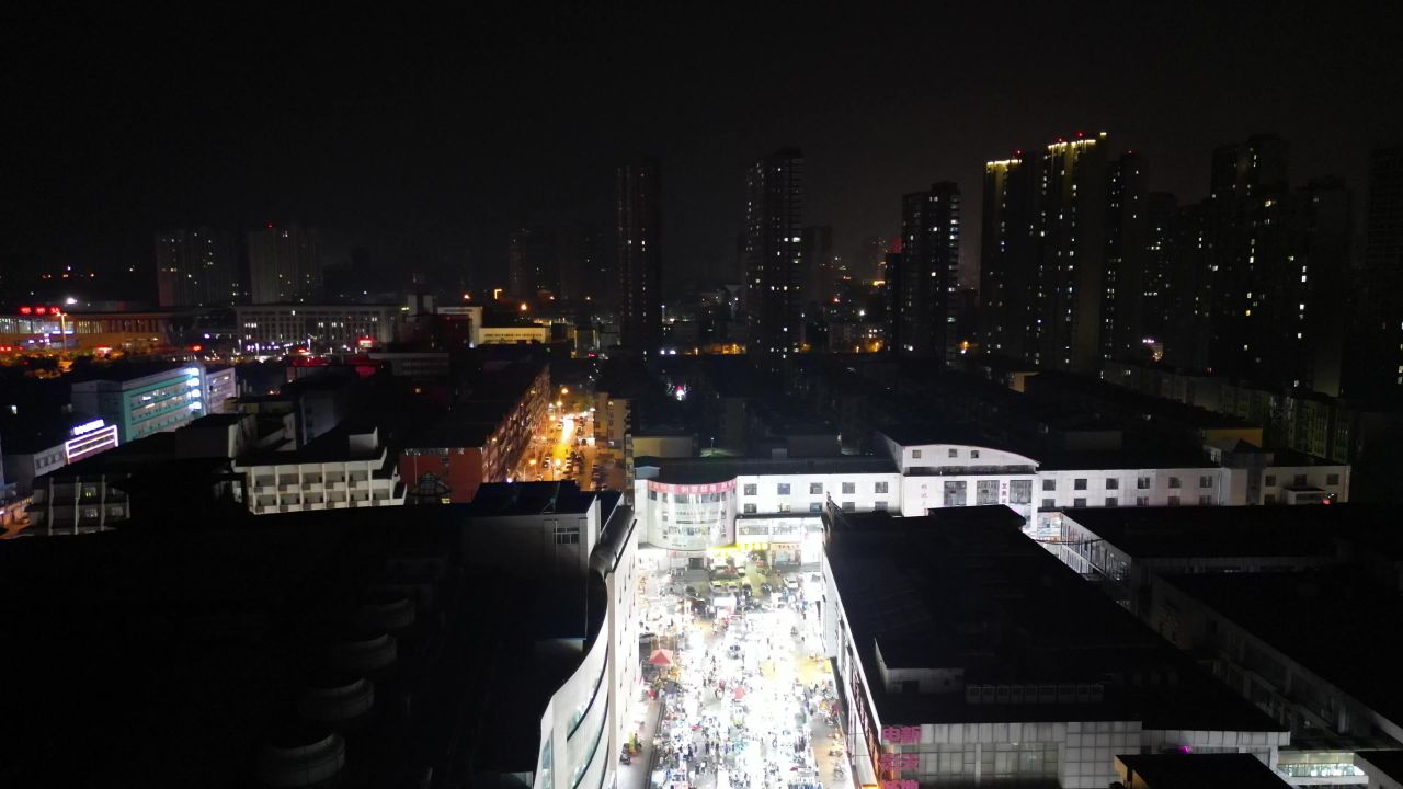 河北邯郸城市夜景灯光城南夜市