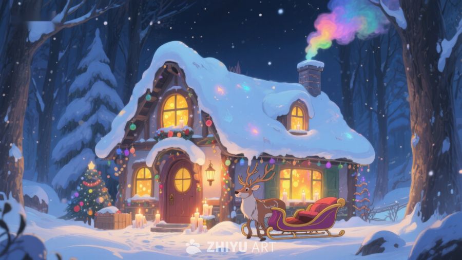 雪夜中的温馨小屋 506