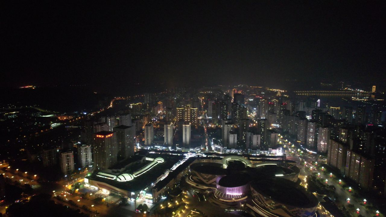 四川遂宁城市夜景灯光交通航拍