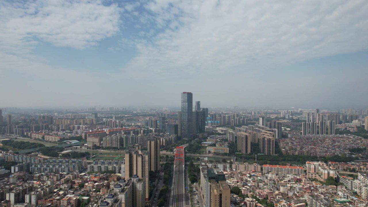  广东东莞城市大景航拍