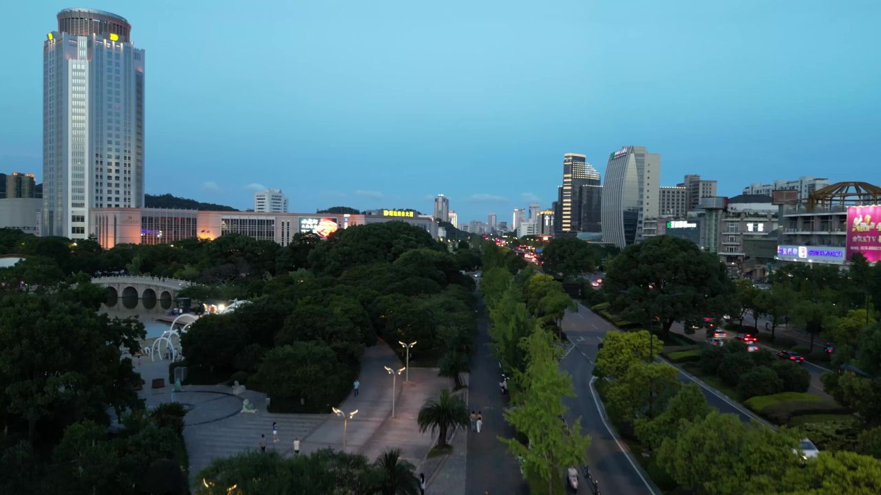 航拍台州市府大道