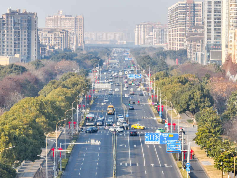航拍昆山城镇道路风光新春氛围 52