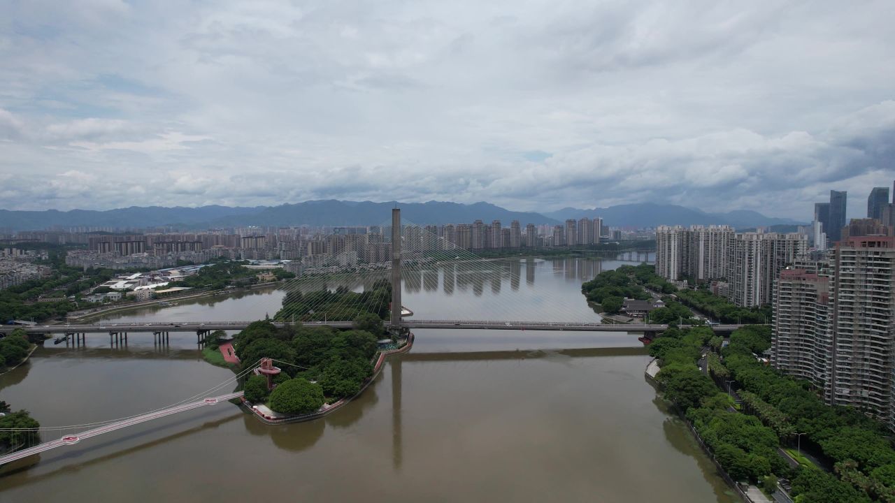 福建福州三县洲大桥交通航拍
