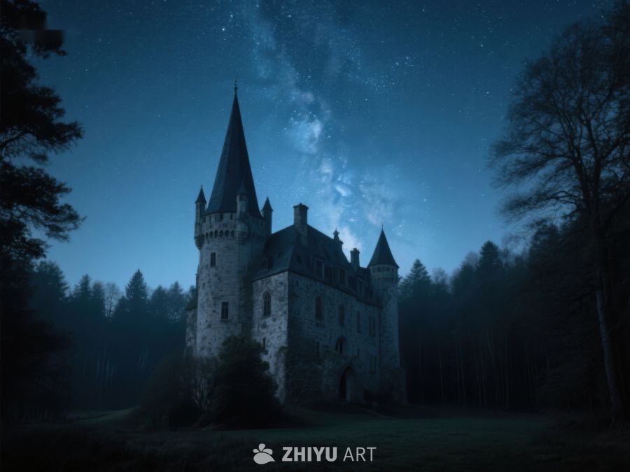 夜空下的古老城堡 325