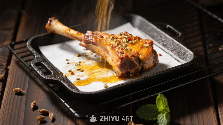 香煎羊排配香料汁