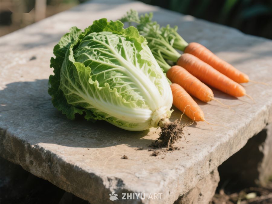 新鲜蔬菜：卷心菜与胡萝卜 622