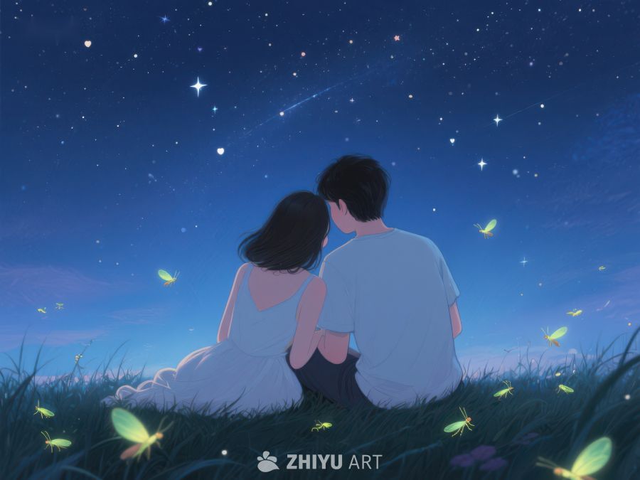 夜空下依偎的两人 1009