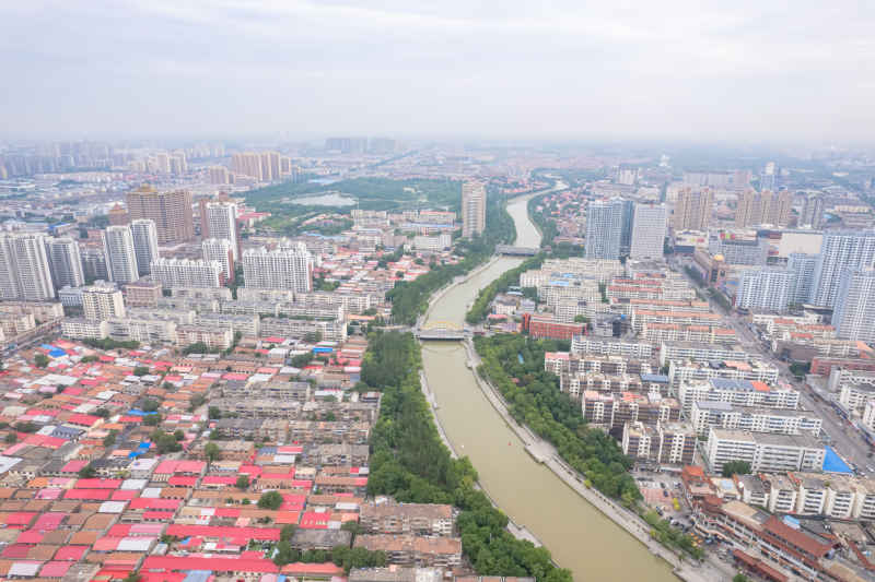 河北沧州城市风光地标建筑航拍图 