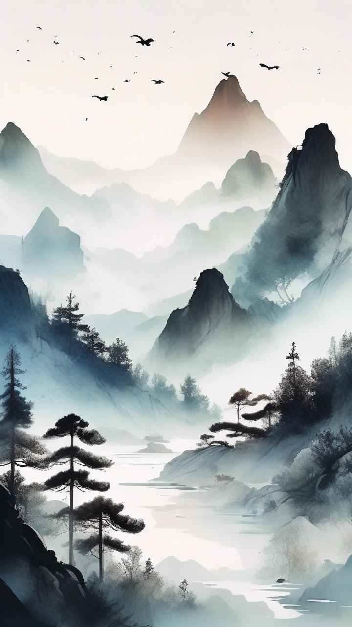 国风山水画背景插画 75