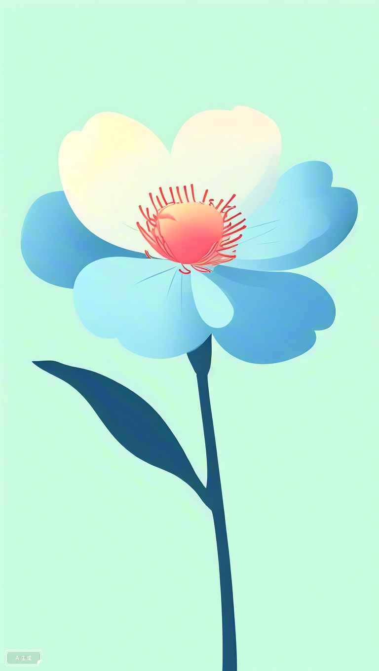 一朵桃花渐变色唯美简约高清 8