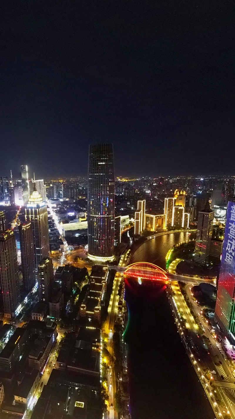 天津城市夜景航拍