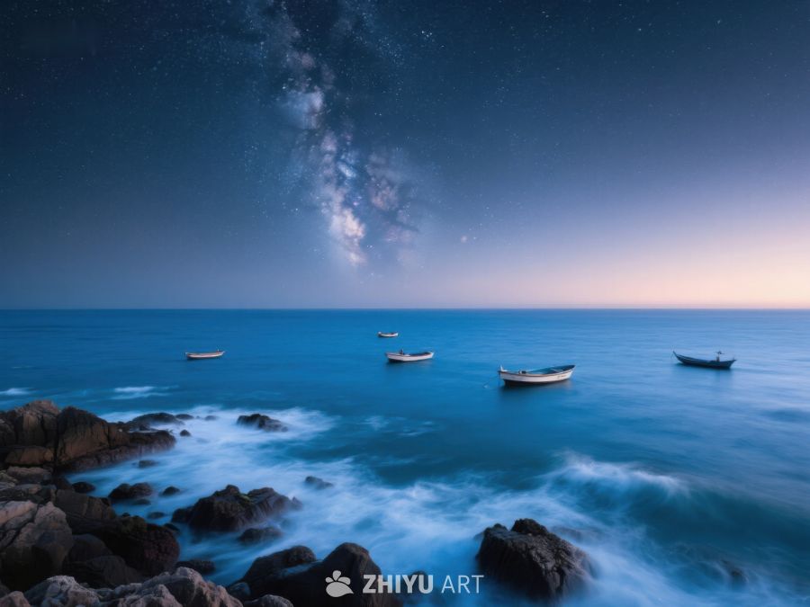 星河璀璨下的宁静海面 146
