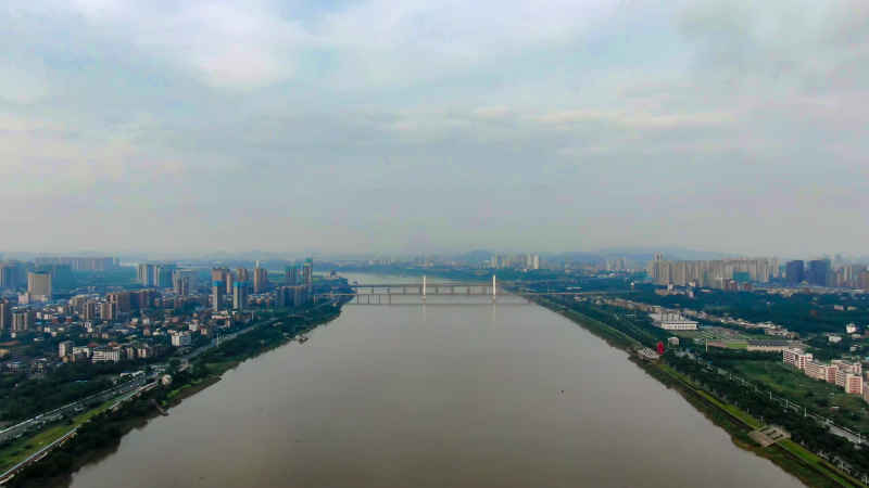 湖南湘潭城市风光航拍摄影图