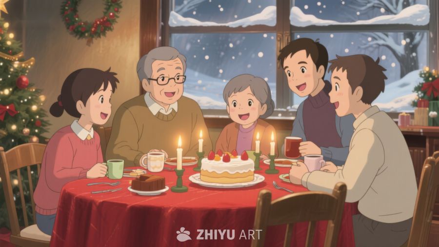 温馨家庭圣诞聚餐 262
