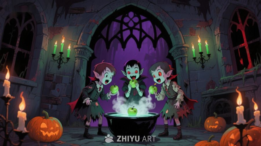 小巫师们在魔法城堡中施法