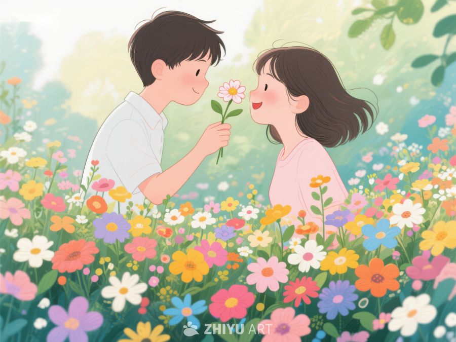 花海中情侣温馨互动 322