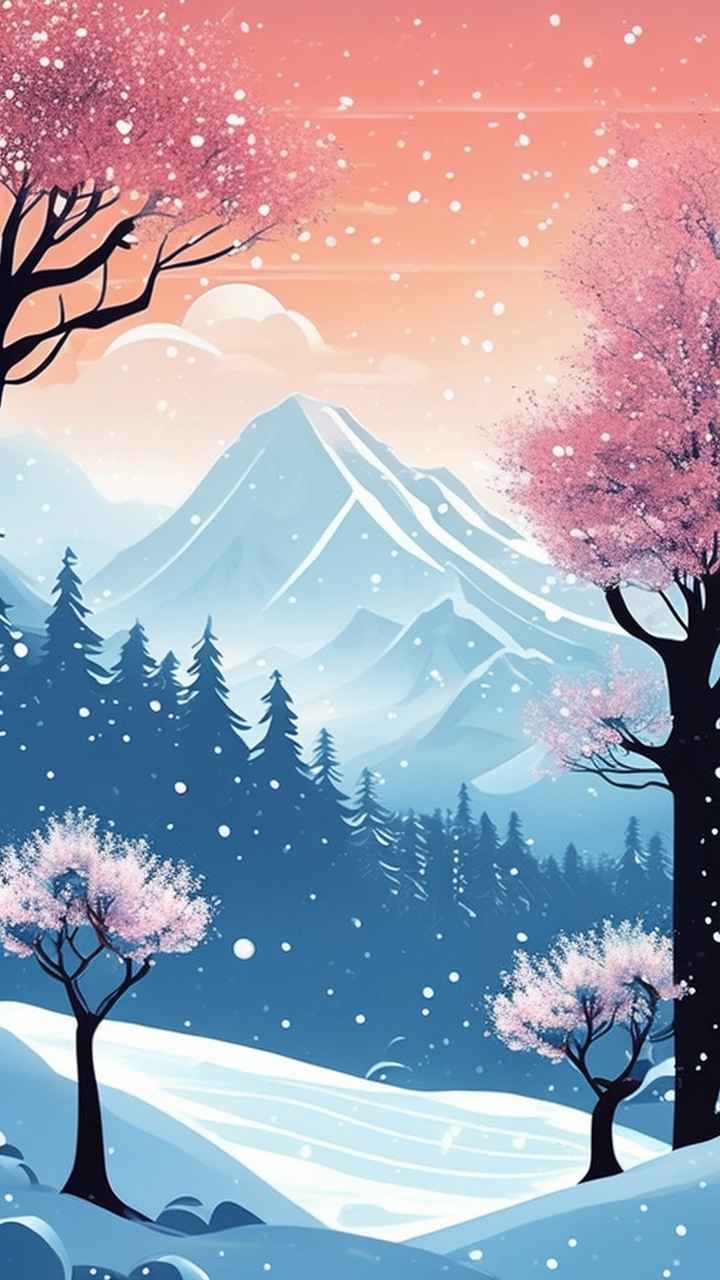 雪景唯美插画小屋 15