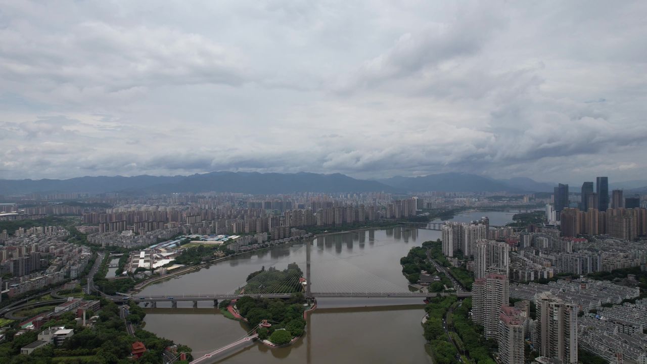 福建福州闽江风光桥梁交通航拍