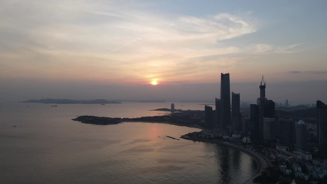 海上 日出 日落 晚霞 夕阳 山东 青岛