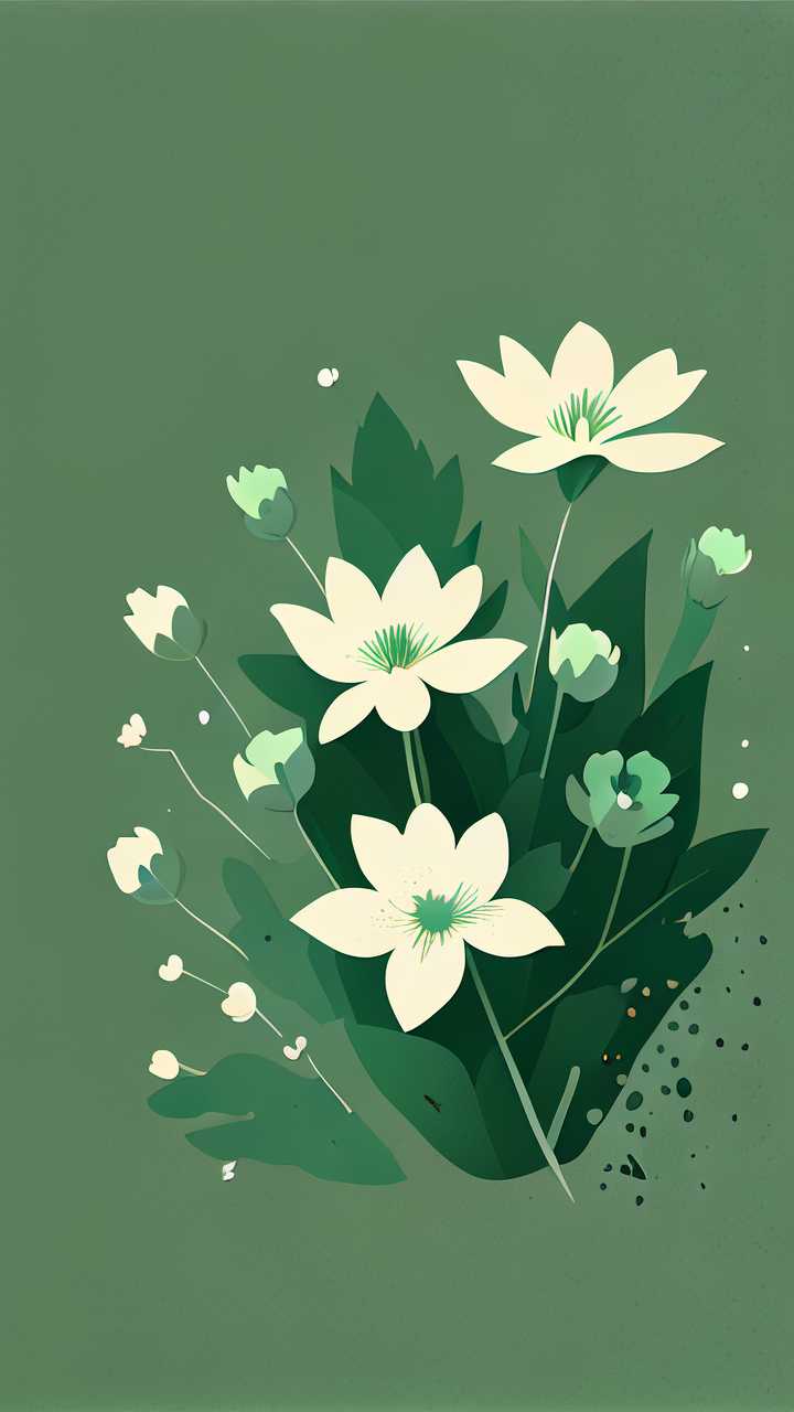 绿色小花花插画