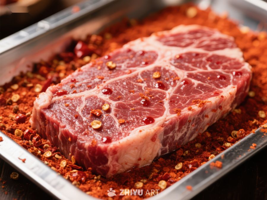 香料腌制的生牛肉块 801