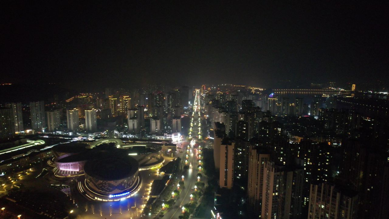 四川遂宁城市夜景灯光交通航拍