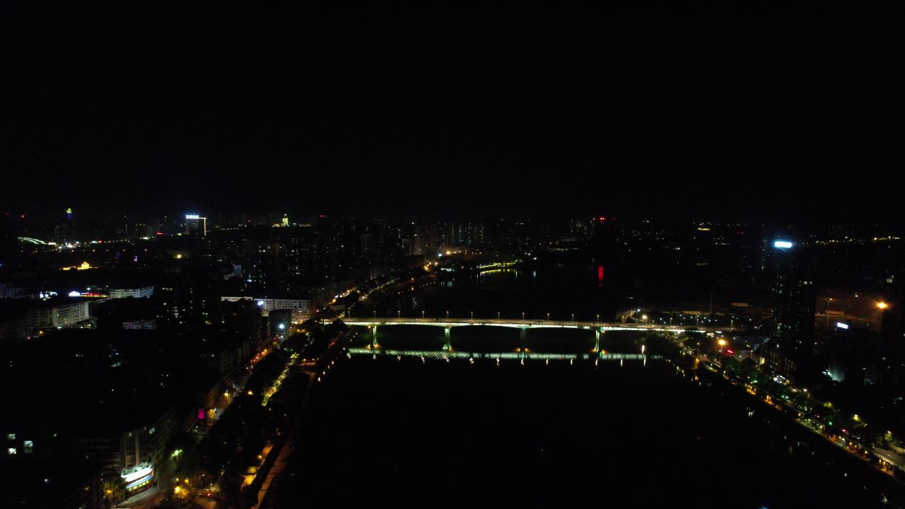 湖南衡阳城市夜景灯光航拍