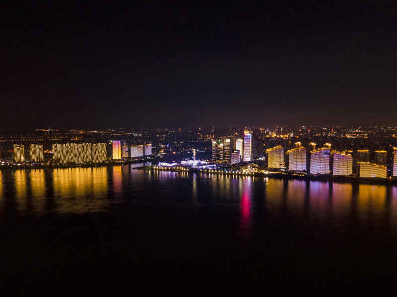 湖南长沙城市夜景航拍摄影图