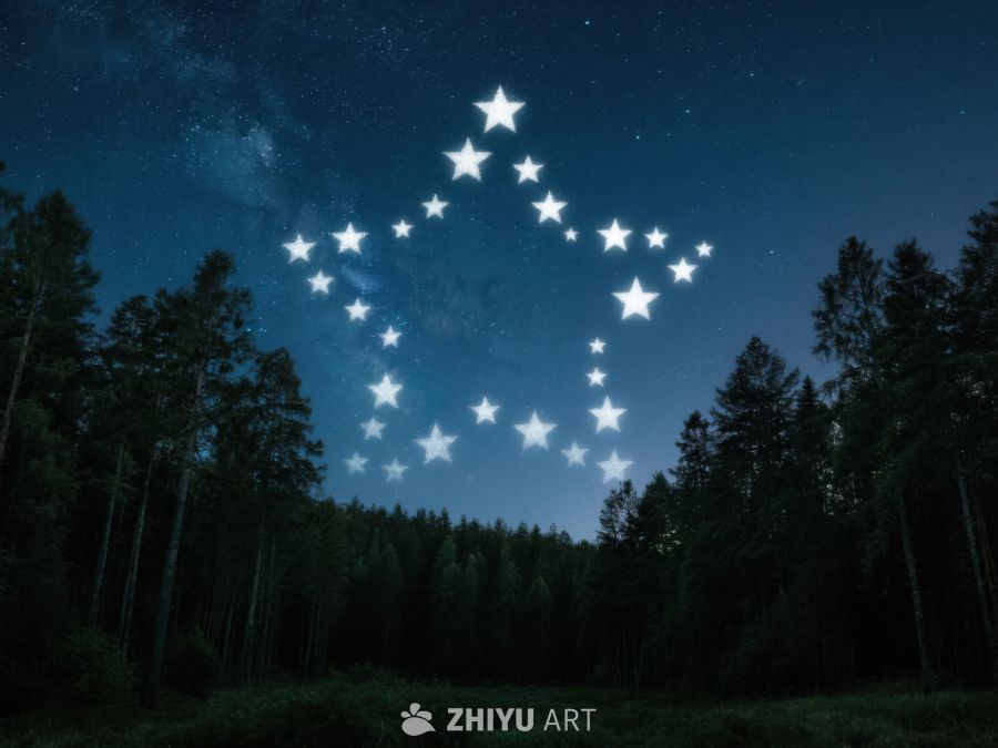 夜空中的星座与森林 461