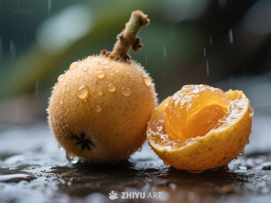 新鲜枇杷，雨滴点缀 658