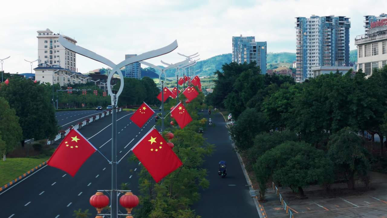 国庆节城市街道风光