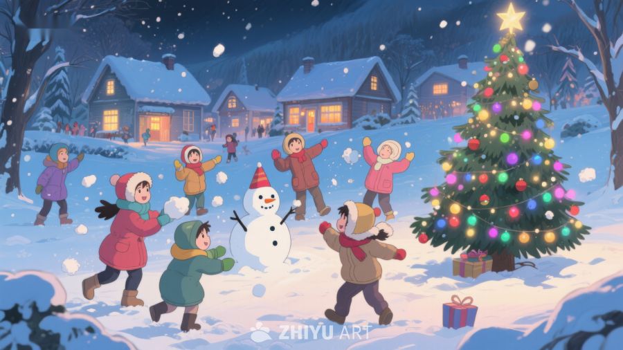冬夜雪地里的欢乐圣诞 108
