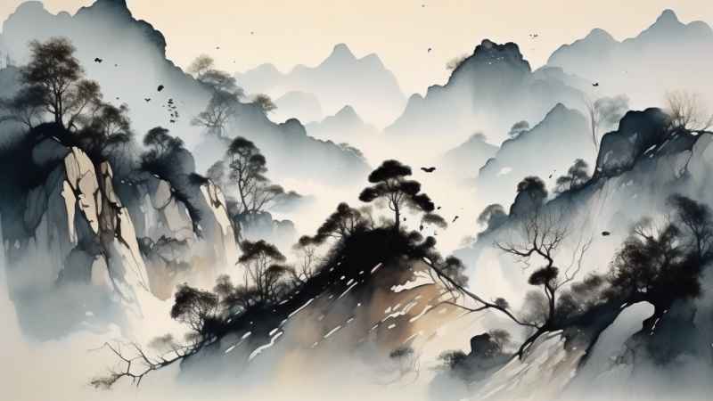 古风山水画唯美背景图 17