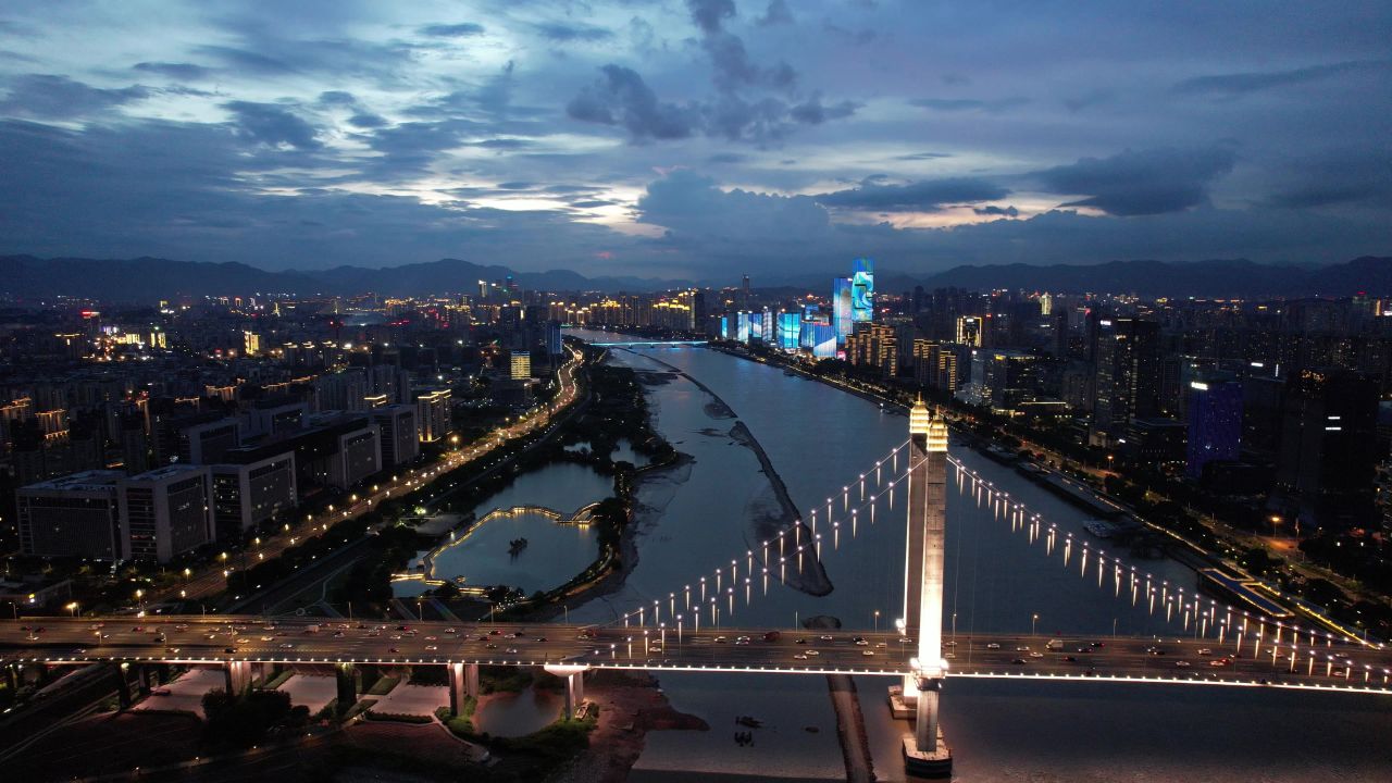 福建福州城市风光航拍 